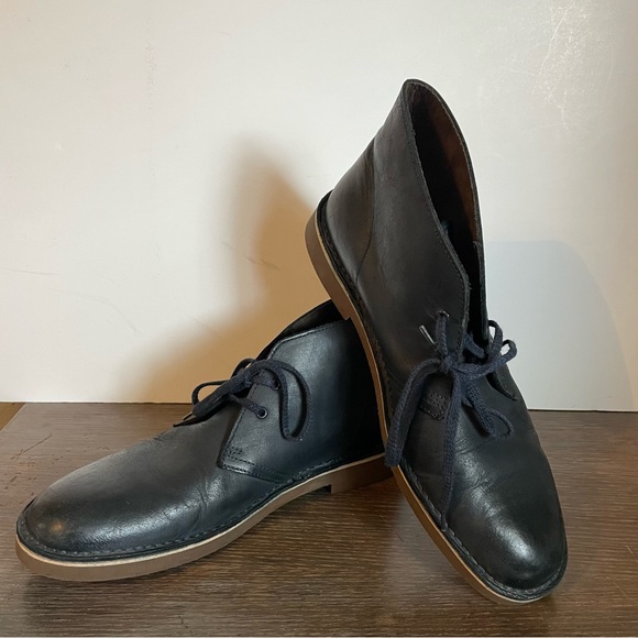 Clarks Navy Leather Chukka Boots Men’s 9 - Picture 7 of 12
